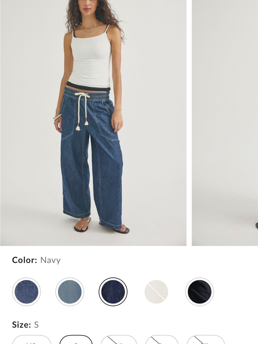 Free People We The Free Easy Peasy Pull on Dark Blue Wide-Leg Denim Jeans - Picture 4 of 4